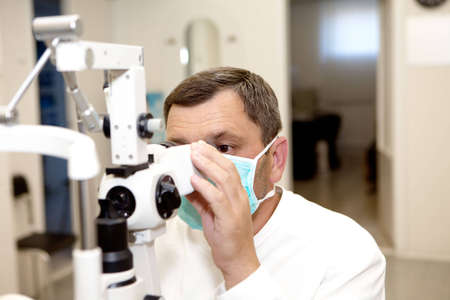 Doctor, in ophthalmology clinicの写真素材
