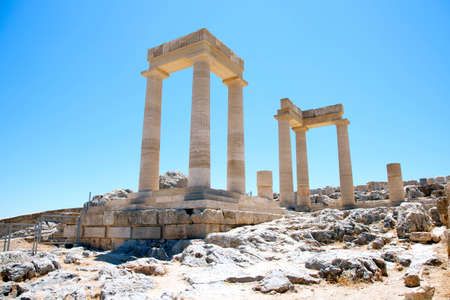 Ruins of ancient temple. Lindos. Rhodes island. Greeceの写真素材