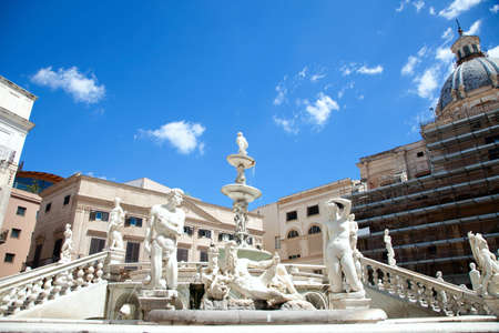 Fontana delle Vergogne in Piazza Pretoria in Palermo of Sicily, Italy の写真素材