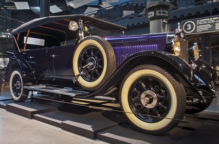 RIGA, LATVIA - OCTOBER 16: Retro car 1928 of the year SELVE Riga Motor Museum, October 16, 2016 in Riga, Latviaのeditorial素材