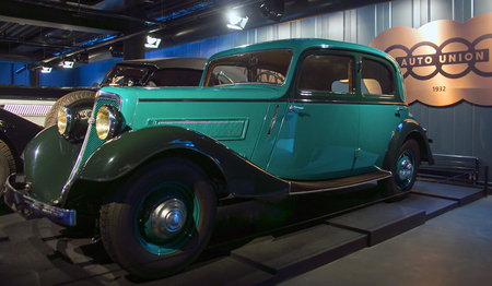 RIGA, LATVIA - OCTOBER 16: Retro car 1935 Wan Derer W240 Riga Motor Museum, October 16, 2016 in Riga, Latviaのeditorial素材