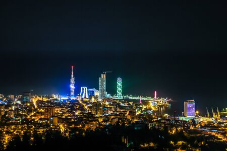 BATUMI, GEORGIA-JULY 5 2015 Panoramic view of the night Batumiのeditorial素材