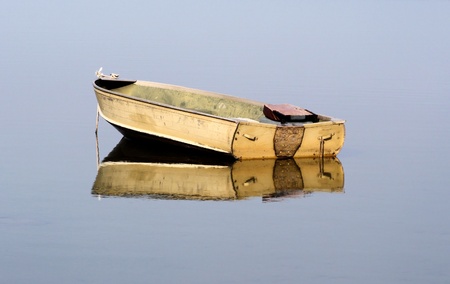 Fishing Boat On The Lakeの写真素材