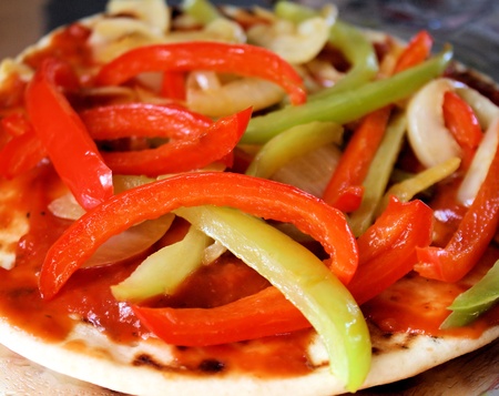 Pita Bread Pizza With Veggiesの写真素材