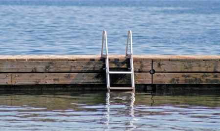 Swimming Dock With Ladderの写真素材
