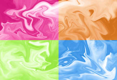 Four blocks of different colors with swirls of white moving throughout