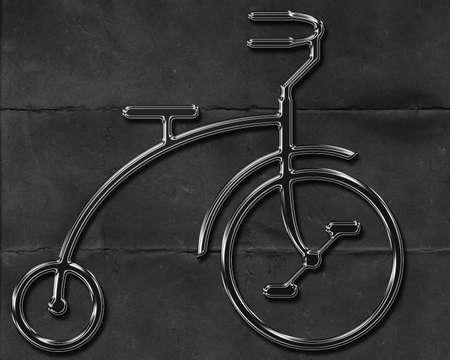 Abstract metal bicycle on a worn black backgroundの写真素材