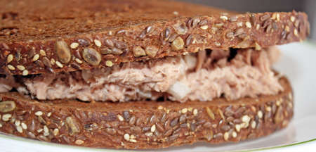 Nutritious Whole Grain Rye bread with Tuna Saladの写真素材
