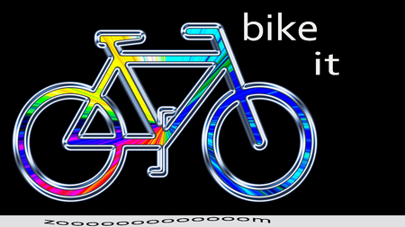 BIKE IT - an abstract metallic  bike in different colors isolated on a black backgroundの写真素材