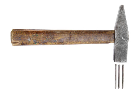 hammers big large medium small wooden handle working vintage isolated construction steel rustedの写真素材