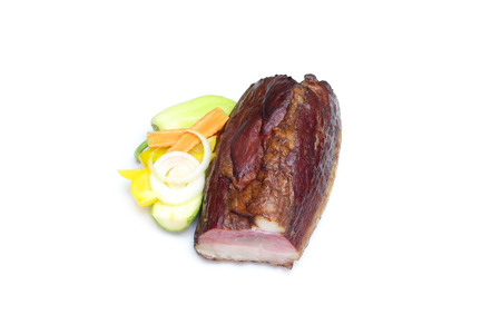 christmast roast with vegetables on white backgroundの写真素材