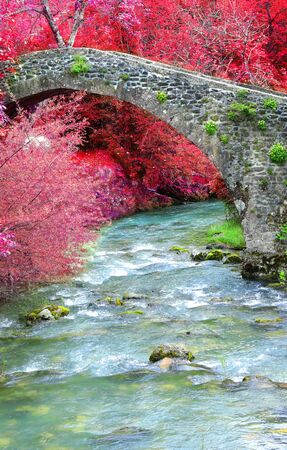 bridge very small medieval italian village far in mountains