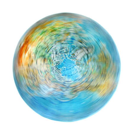 world colored globe turning isolated on white backgroundの写真素材