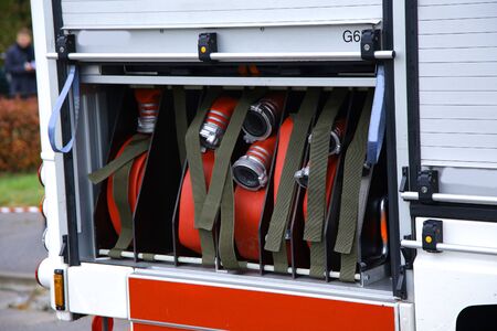 fireman truck water pump compressor closeup