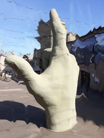 human finger pointing to sky like god showing right way