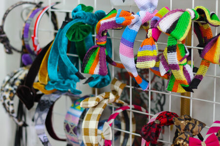 A grop of colorful hair accessoriesの写真素材