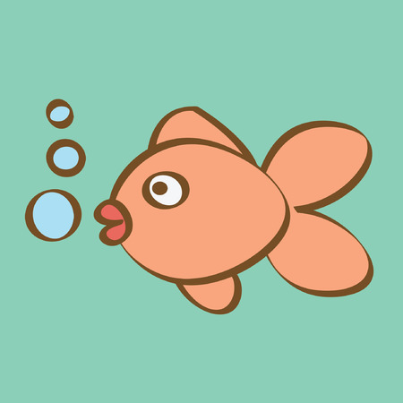 swimming fine orange fish cartoonのイラスト素材