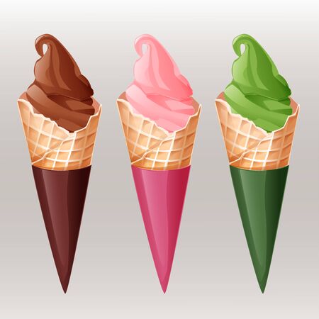 soft ice cream setのイラスト素材