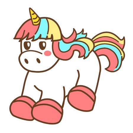 cartoon cute   unicorn on white backgroundのイラスト素材