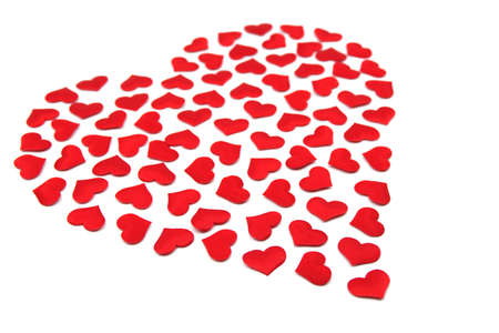 Little hearts in big heart shape. Valentines day concept. Valentines card with red hearts. Lovely stickerの写真素材