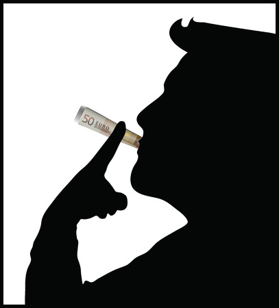 silhouette of man who smoke the cigarette made from euroのイラスト素材
