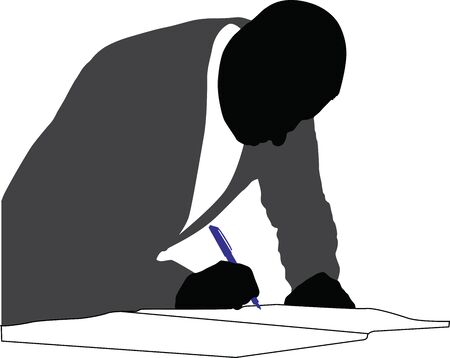 man signing a contract or marriage vector silhouetteのイラスト素材