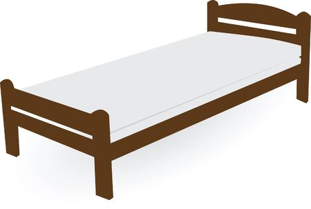 illustration of isolated wood single bed on white backgroundのイラスト素材