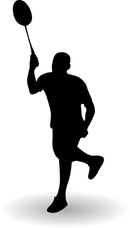 Young man playing badmintonのイラスト素材