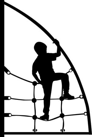 boy climbing on the jungle gym ropeのイラスト素材