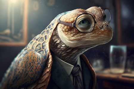 Portrait of a Turtle dressed in a suit - Generative AIの素材
