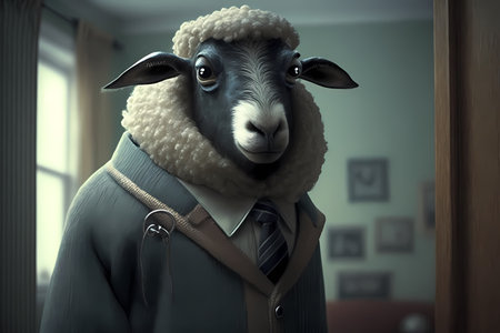 Portrait of a Sheep dressed in a suit - Generative AIの素材