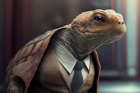 Portrait of a Turtle dressed in a suit - Generative AIの素材
