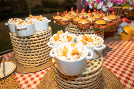 Typical brazilian june festival food. Festa Junina, outdoor format.の写真素材