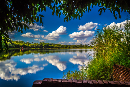 Blue Lake acute hill Brazil and beautiful sceneryの写真素材