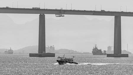 Rio de Janeiro, Brazil - CIRCA 2021: Landscape of Guanabara Bay, Rio de Janeiro, Southeastern Brazilのeditorial素材