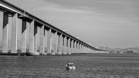 Presidente Costa e Silva Bridge, popularly known as the Rio-NiterÃ³i Bridge, over the Guanabara Bay.のeditorial素材