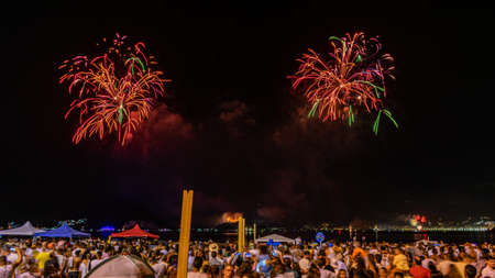 Night image with New Year's Eve (New Year's Eve) fireworks exploding in the skyのeditorial素材