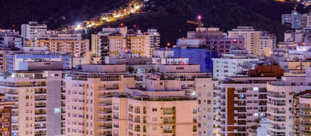 NiterÃ³i, Rio de Janeiro, Brazil - CIRCA 2021: Long exposure urban night photography with buildings and lights of a Brazilian cityのeditorial素材