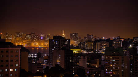 NiterÃ³i, Rio de Janeiro, Brazil - CIRCA 2021: Long exposure urban night photography with buildings and lights of a Brazilian cityのeditorial素材