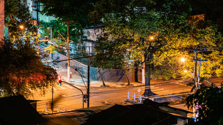 NiterÃ³i, Rio de Janeiro, Brazil - CIRCA 2021: Long exposure urban night photography with buildings and lights of a Brazilian cityのeditorial素材