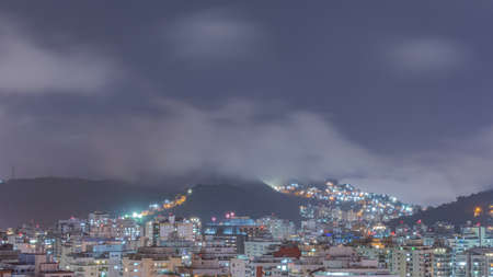NiterÃ³i, Rio de Janeiro, Brazil - CIRCA 2021: Long exposure urban night photography with buildings and lights of a Brazilian cityのeditorial素材