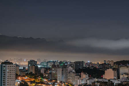 NiterÃ³i, Rio de Janeiro, Brazil - CIRCA 2021: Long exposure urban night photography with buildings and lights of a Brazilian cityのeditorial素材