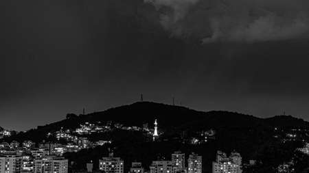 NiterÃ³i, Rio de Janeiro, Brazil - CIRCA 2021: Long exposure urban night photography with buildings and lights of a Brazilian cityのeditorial素材
