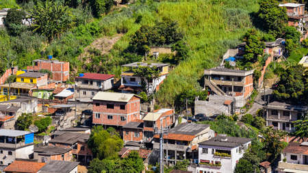 Photograph of low-income peripheral community popularly known as âfavelaâ in Rio de Janeiro, Brazilのeditorial素材