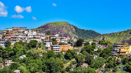 Photograph of low-income peripheral community popularly known as âfavelaâ in Rio de Janeiro, Brazilのeditorial素材