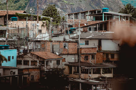 Photograph of low-income peripheral community popularly known as âfavelaâ in Rio de Janeiro, Brazilのeditorial素材