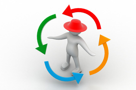 3d people - man, person and blank arrows in circle  Recycling
