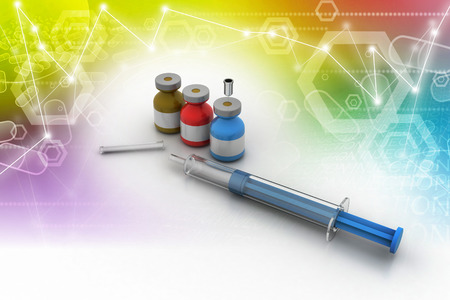 Medicine of  flu and Syringeの写真素材
