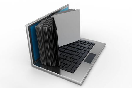 E-learning concept  Laptop screen as bookの写真素材