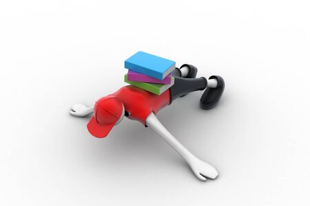 3d man holding stack of booksの写真素材